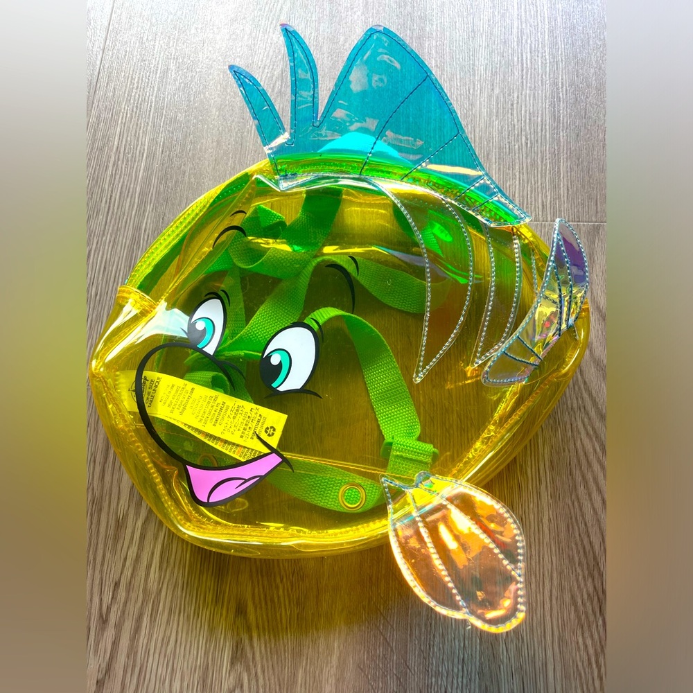 Disney The Little Mermaid Flounder Backpack See Through Clear Yellow Transparent
